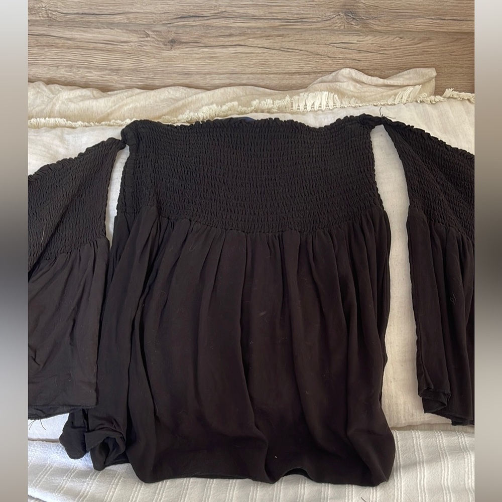 Black off the shoulder shirt